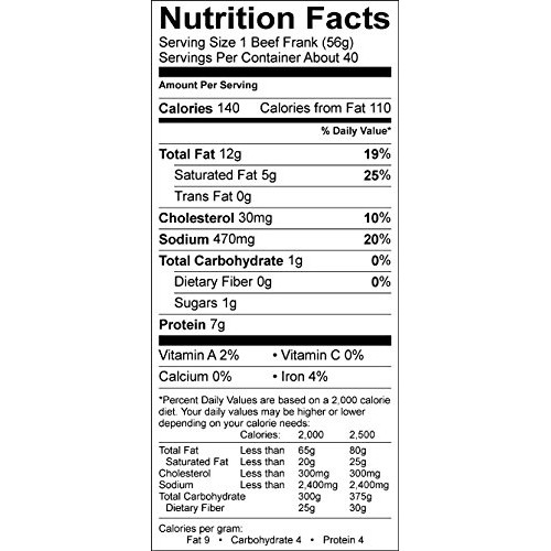 Vienna Beef Regular Skinless Franks 6 8:1 5 lbs. Approximatel...