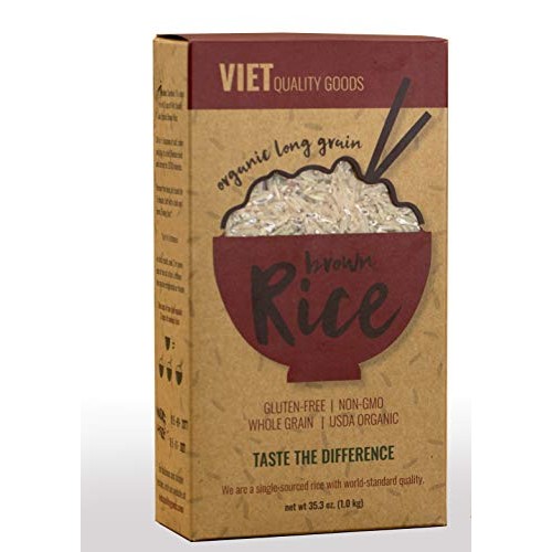 Viet Quality Goods Organic Rice - Long Grain Brown Jasmine Rice,