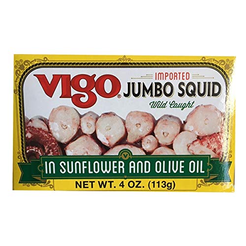 Vigo Jumbo Squid In Sunflower And Oilve Oil, 4 Ounces Pack Of 10