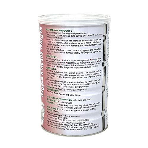 Natural Soy Milk Powder 400G/14.1Oz/Tin