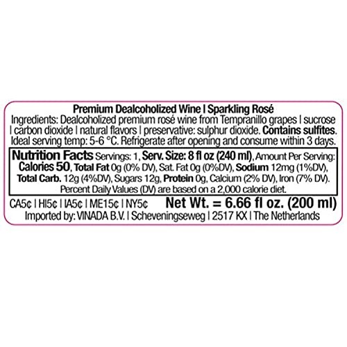 Vinada - Sparkling Rosé Mini - Zero Alcohol Wine - 200 Ml 24 Gl