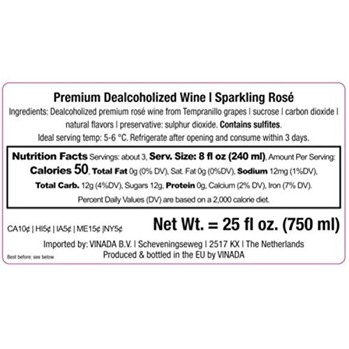 Vinada - Sparkling Rosé - Zero Alcohol Wine - 750 Ml 6 Glass Bo