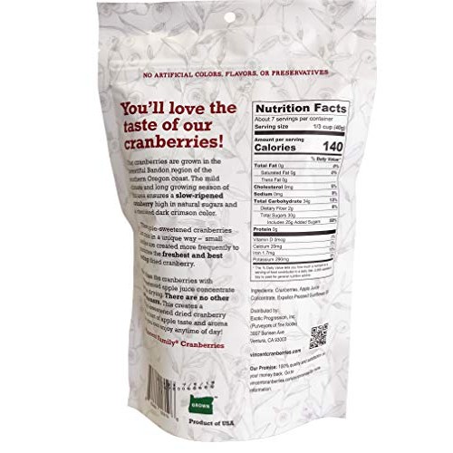 Vincent Family Dried Cranberries Infused With Unsweetened Apple