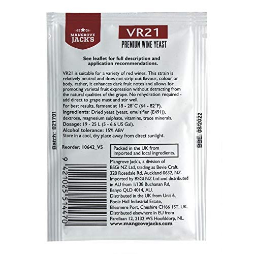 Mangroves Jacks Wine Yeast - Vr21 8G Treats 23L Full Fruit &Amp; Co