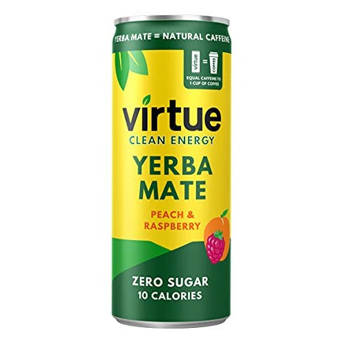 Virtue Yerba Mate, Peach & Raspberry - Natural Energy Drink - Su...