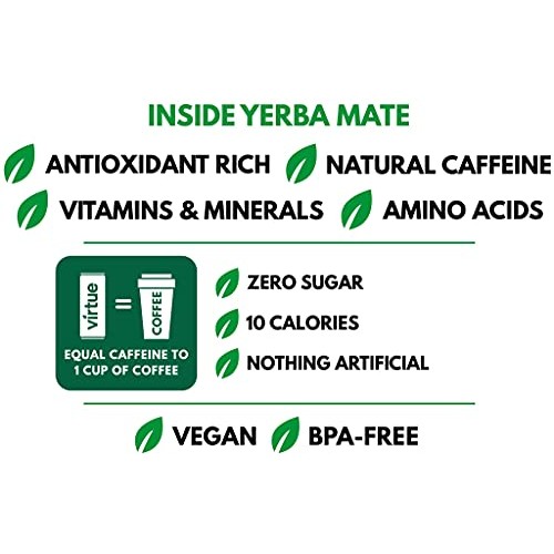 Virtue Yerba Mate, Peach & Raspberry - Natural Energy Drink - Su...