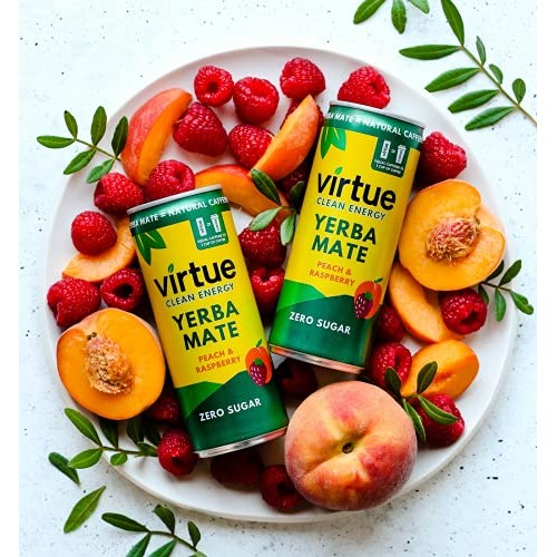 Virtue Yerba Mate, Peach & Raspberry - Natural Energy Drink - Su...