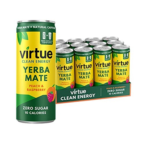 Virtue Yerba Mate, Peach & Raspberry - Natural Energy Drink - Su...