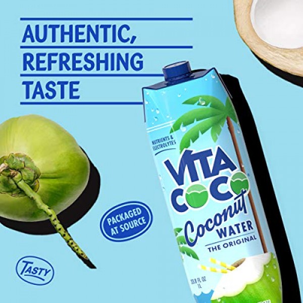 Vita Coco Coconut Water, Pure - Naturally Hydrating Electrolyte ...