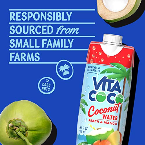 Vita Coco Coconut Water, Peach &Amp; Mango, 16.9 Oz Pack Of 12