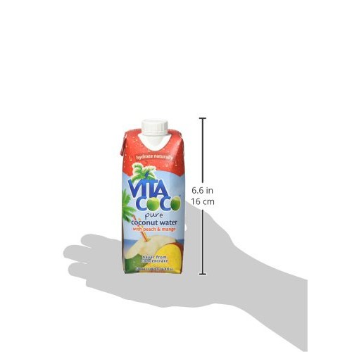 Vita Coco Coconut Water, Peach &Amp; Mango, 16.9 Oz Pack Of 12