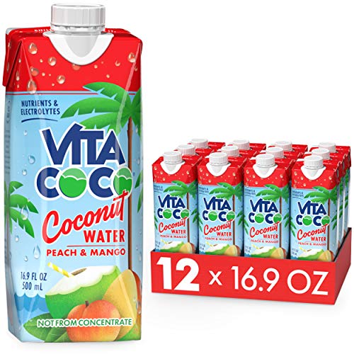 Vita Coco Coconut Water, Peach &Amp; Mango, 16.9 Oz Pack Of 12