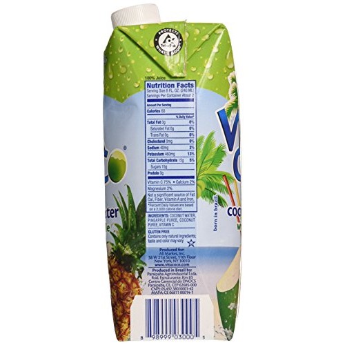 Vita Coco Coconut Water, Pineapple, 16.9 Fl Oz