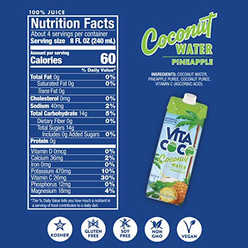 Vita Coco Coconut Water, Pineapple - Naturally Hydrating Electro
