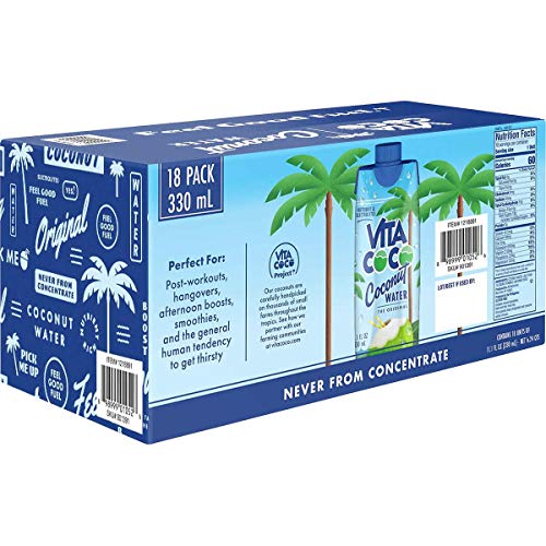 Vita Coco Coconut Water, Original, 11.1 Fluid Ounce 18 Count