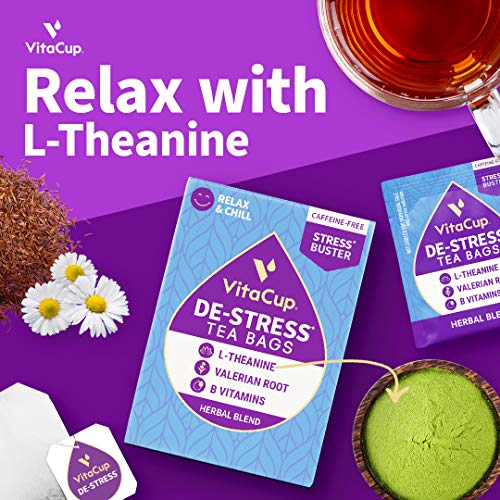 Destress Herbal Tea Bags By Vitacup, Relax &Amp; Chill W/ Chamomile,