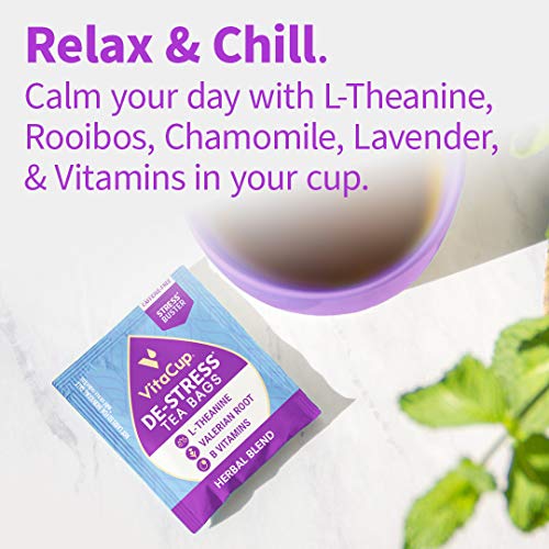 Destress Herbal Tea Bags By Vitacup, Relax &Amp; Chill W/ Chamomile,