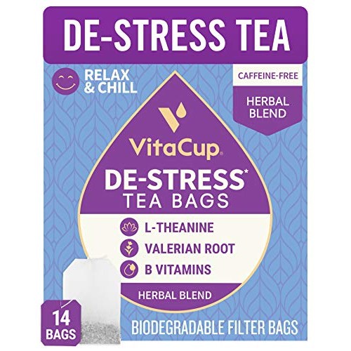 Destress Herbal Tea Bags By Vitacup, Relax &Amp; Chill W/ Chamomile,