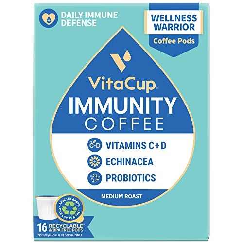 Vitacup Immunity Coffee Pods With Echinacea, Probiotics, And Vit