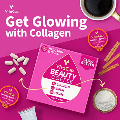 Vitacup Beauty Coffee Pods 16Ct W/ Cinnamon, Collagen, Biotin, &Amp;