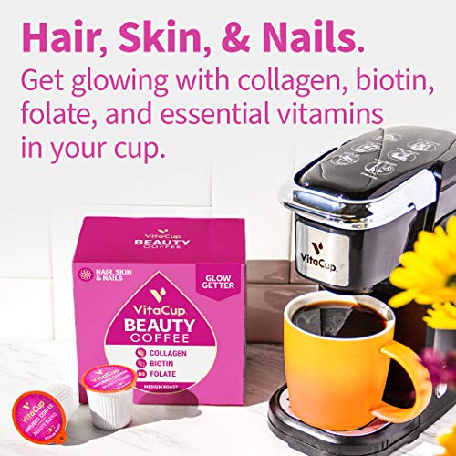 Vitacup Beauty Coffee Pods 16Ct W/ Cinnamon, Collagen, Biotin, &Amp;