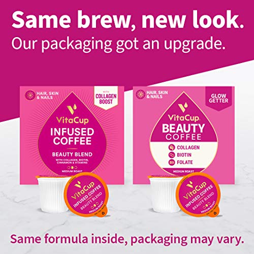 Vitacup Beauty Coffee Pods 16Ct W/ Cinnamon, Collagen, Biotin, &Amp;