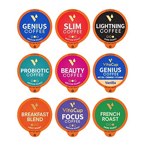 Vitacup Coffee Variety Sampler Pack 40Ct. Vitamin Infused Recycl