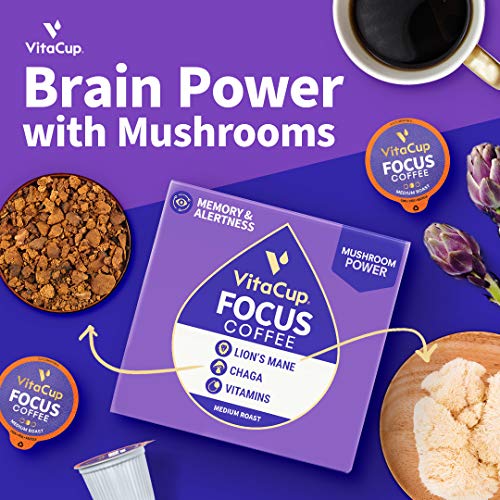 Vitacup Focus Mushroom Coffee Pods 16Ct W/ Lions Mane &Amp; Chaga