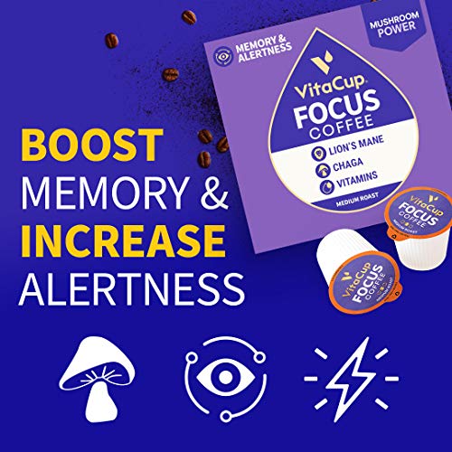 Vitacup Focus Mushroom Coffee Pods 16Ct W/ Lions Mane &Amp; Chaga