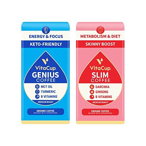 Vitacup Genius &Amp; Slim Ground Coffee Bundle 2 Pack Vitamin Infu