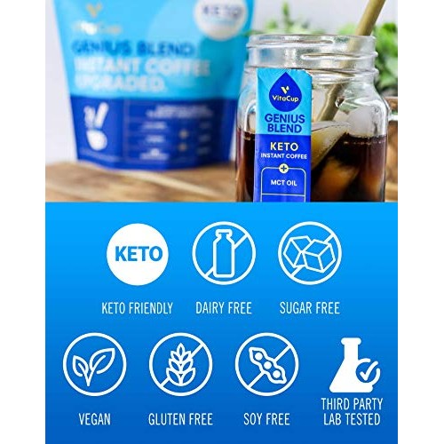 Vitacup Genius Coffee Instant Sticks 10Ct W/ Keto Mct Oil, Turme