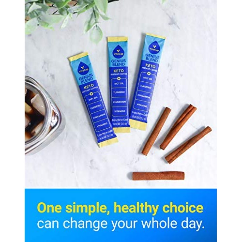 Vitacup Genius Coffee Instant Sticks 10Ct W/ Keto Mct Oil, Turme