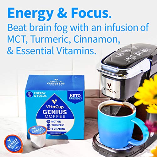 Vitacup Genius Coffee Pods 64Ct W/ Keto Mct Oil, Turmeric, Cinna