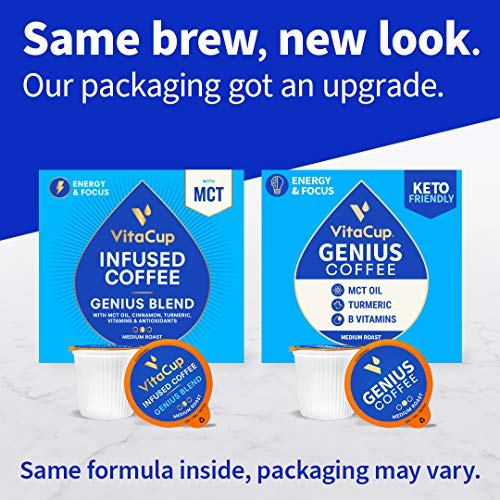 Vitacup Genius Coffee Pods 64Ct W/ Keto Mct Oil, Turmeric, Cinna