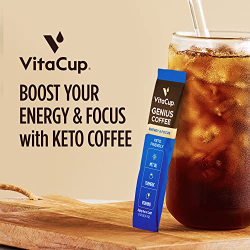 VitaCup Genius Instant Coffee Packets, Increase Energy & Focus, ...