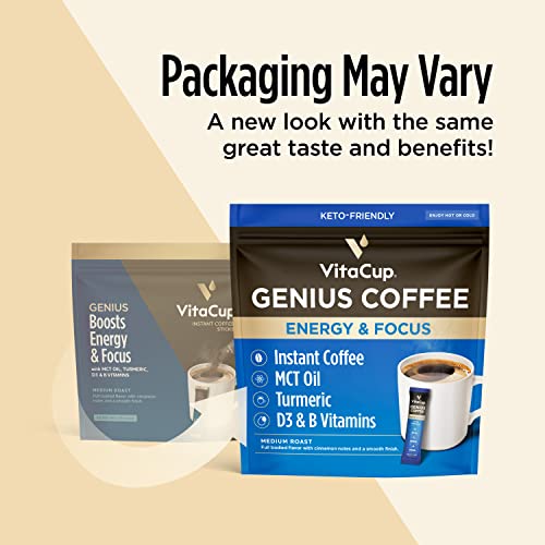 VitaCup Genius Instant Coffee Packets, Increase Energy & Focus, ...