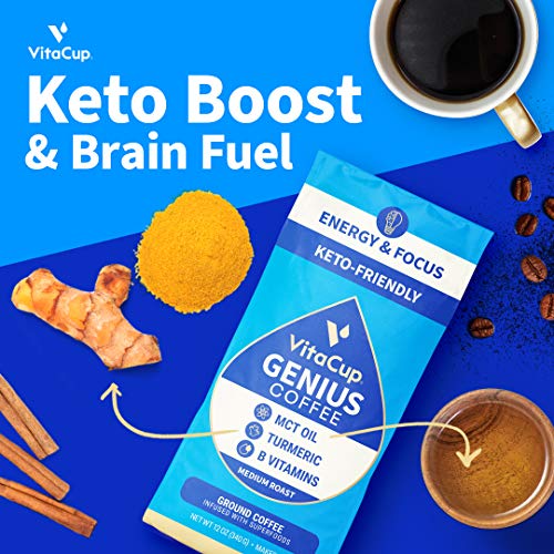 Vitacup Genius Keto Ground Coffee With Mct Oil, Turmeric, &Amp; Vita