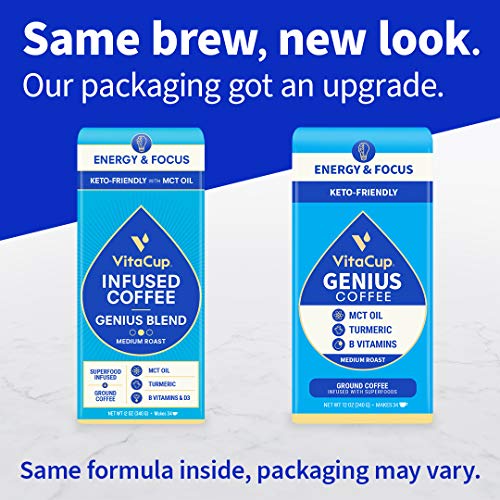 Vitacup Genius Keto Ground Coffee With Mct Oil, Turmeric, &Amp; Vita
