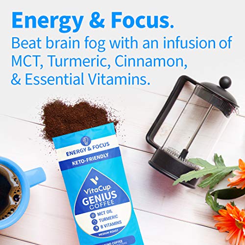 Vitacup Genius Keto Ground Coffee With Mct Oil, Turmeric, &Amp; Vita