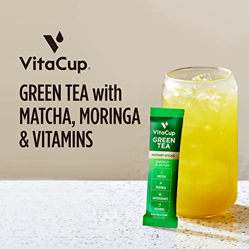 VitaCup Green Tea Instant Packets, Enhance Energy & Detox with M...