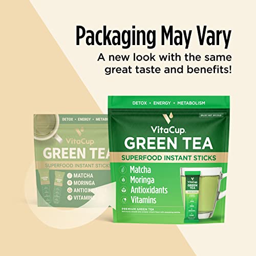 VitaCup Green Tea Instant Packets, Enhance Energy & Detox with M...