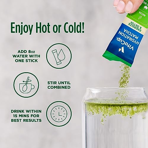 VitaCup Hydration Matcha Instant Packets, with Magnesium, Electr...