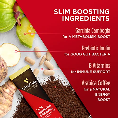 VitaCup Instant Coffee Sticks, Slim w/Garcinia for Diet & Metabo...