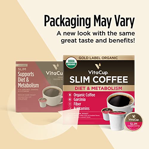 VitaCup Slim Organic Coffee Pods, Gold Label, w/ Garcinia, Fiber...