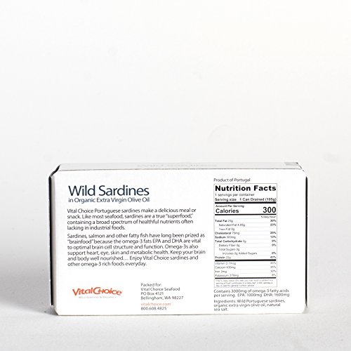 Vital Choice Wild Portuguese Sardines In Olive Oil 6-Pack – Natu