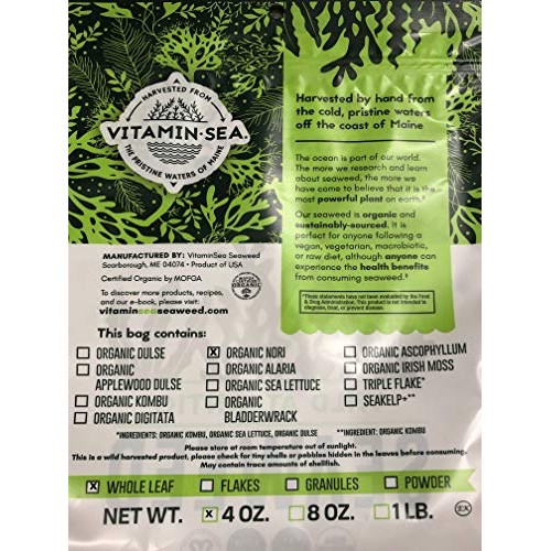 Vitaminsea Organic Nori Whole Leaf - 4 Oz - Raw Atlantic Seaweed