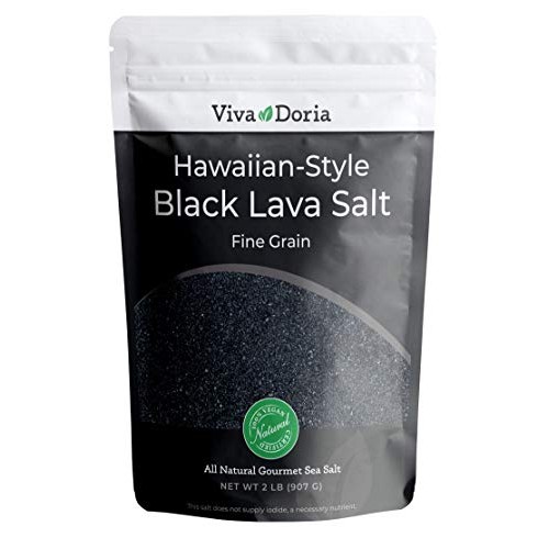 Viva Doria Hawaiian Black Lava Sea Salt, Fine Grain, Lava Salt,
