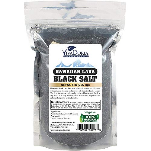 Viva Doria Hawaiian Black Lava Sea Salt, Fine Grain, Lava Salt,