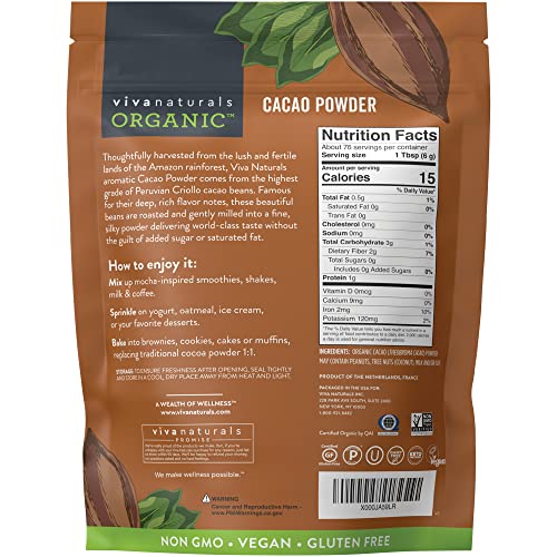 Viva Naturals Certified Organic Cacao Powder Fro