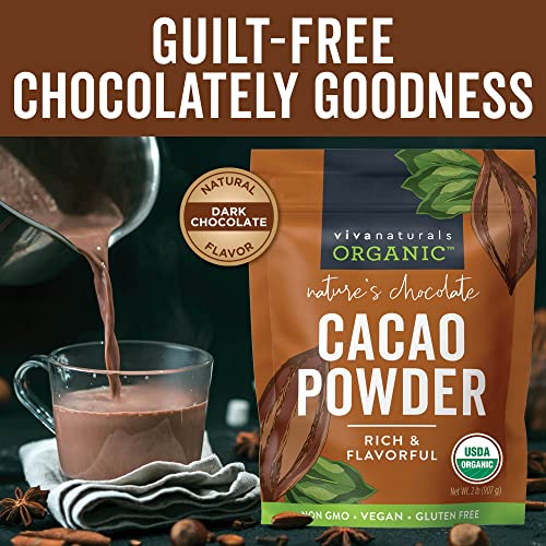 Organic Cacao Powder, 2lb - Unsweetened Cocoa Powder With Rich D...